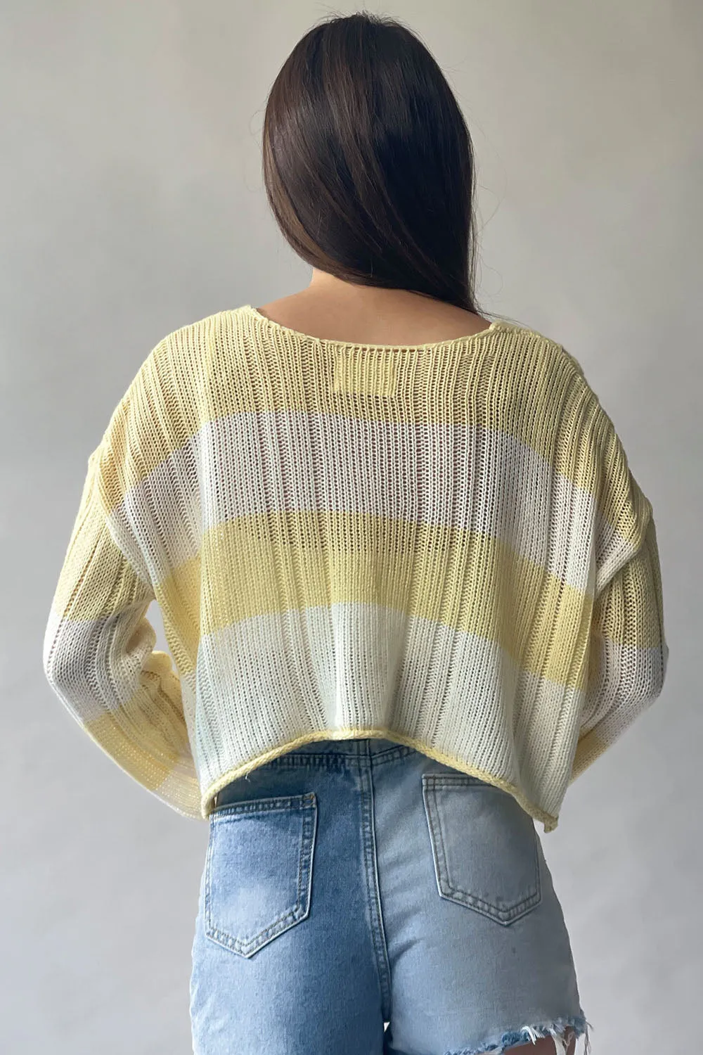 Striped Cable Knit Cardigan