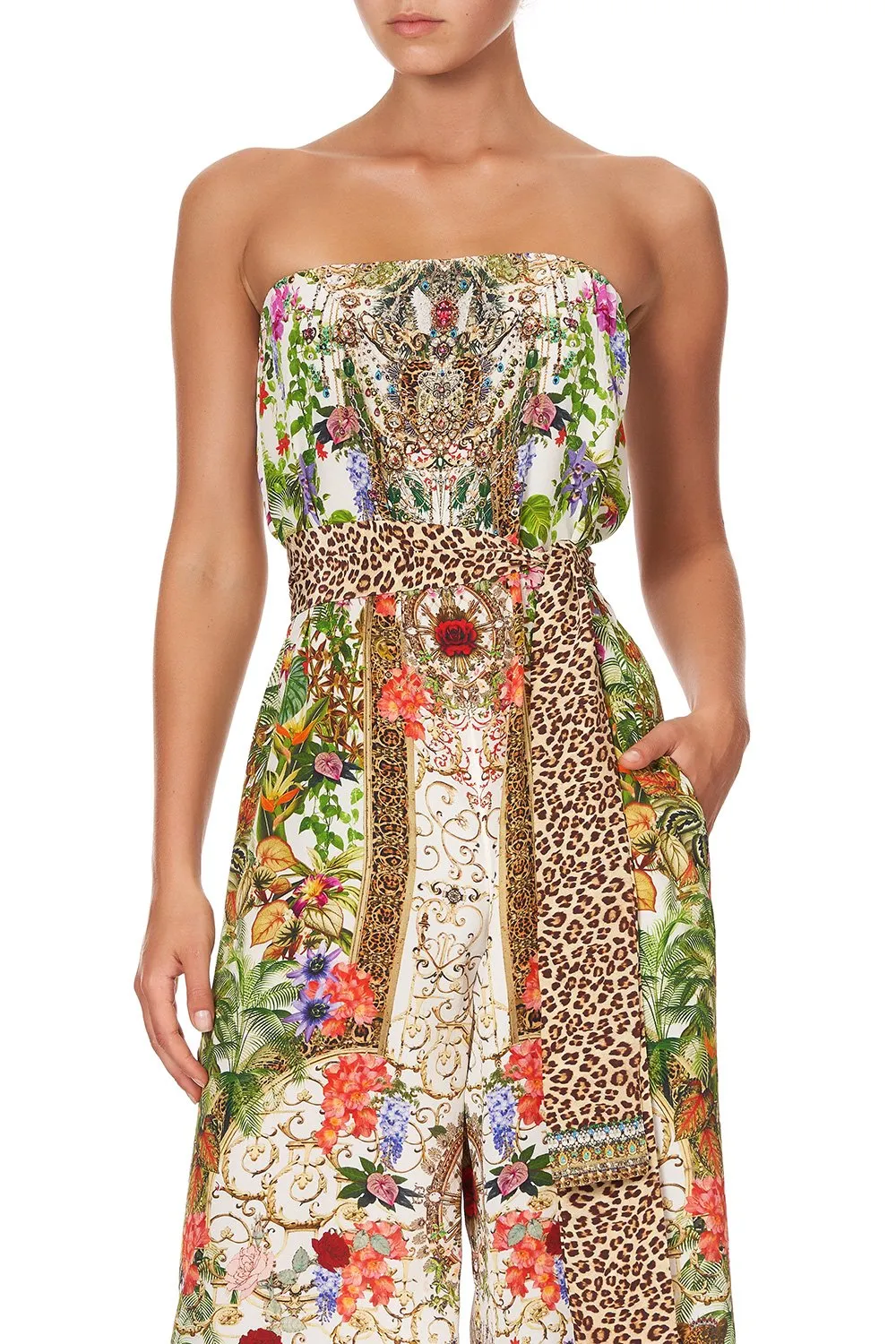 Tie Waist Strapless Jumpsuit- Fair Verona