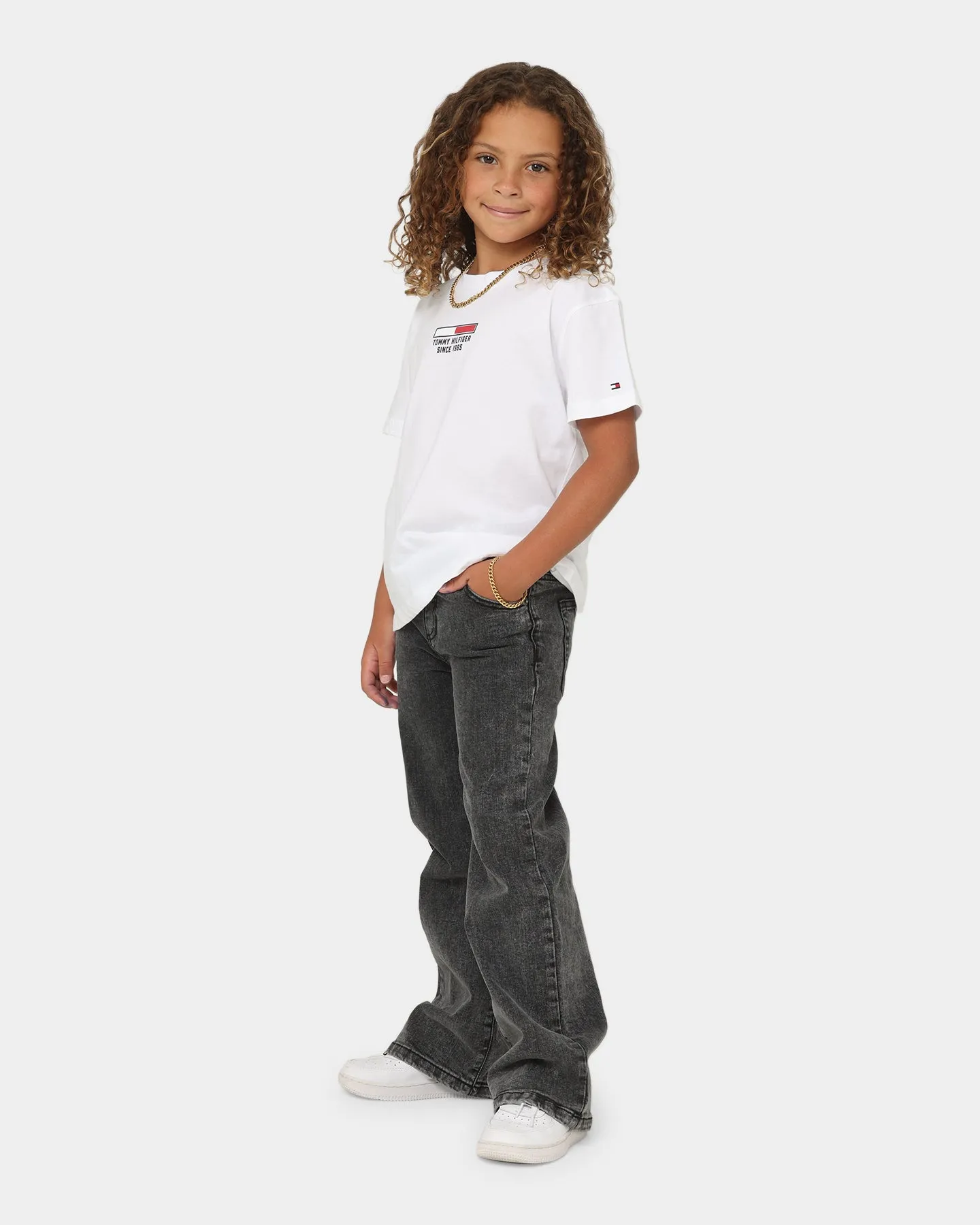 Tommy Hilfiger Kids' Flag Logo Short Sleeve T-Shirt White