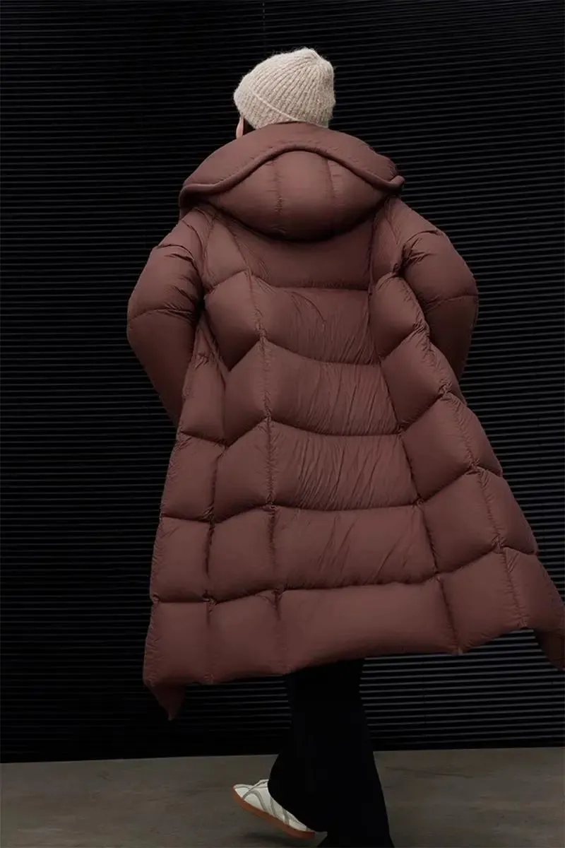 Ultra Light Seamless Water-Repellent Hooded Long Duck Down Puffer Coat
