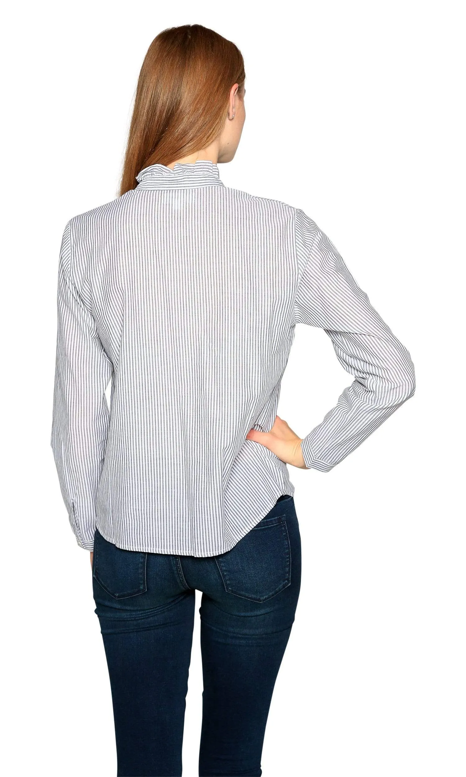 Velvet by Graham & Spencer Kaidy Embroidered Stripe Mock Neck Shirt