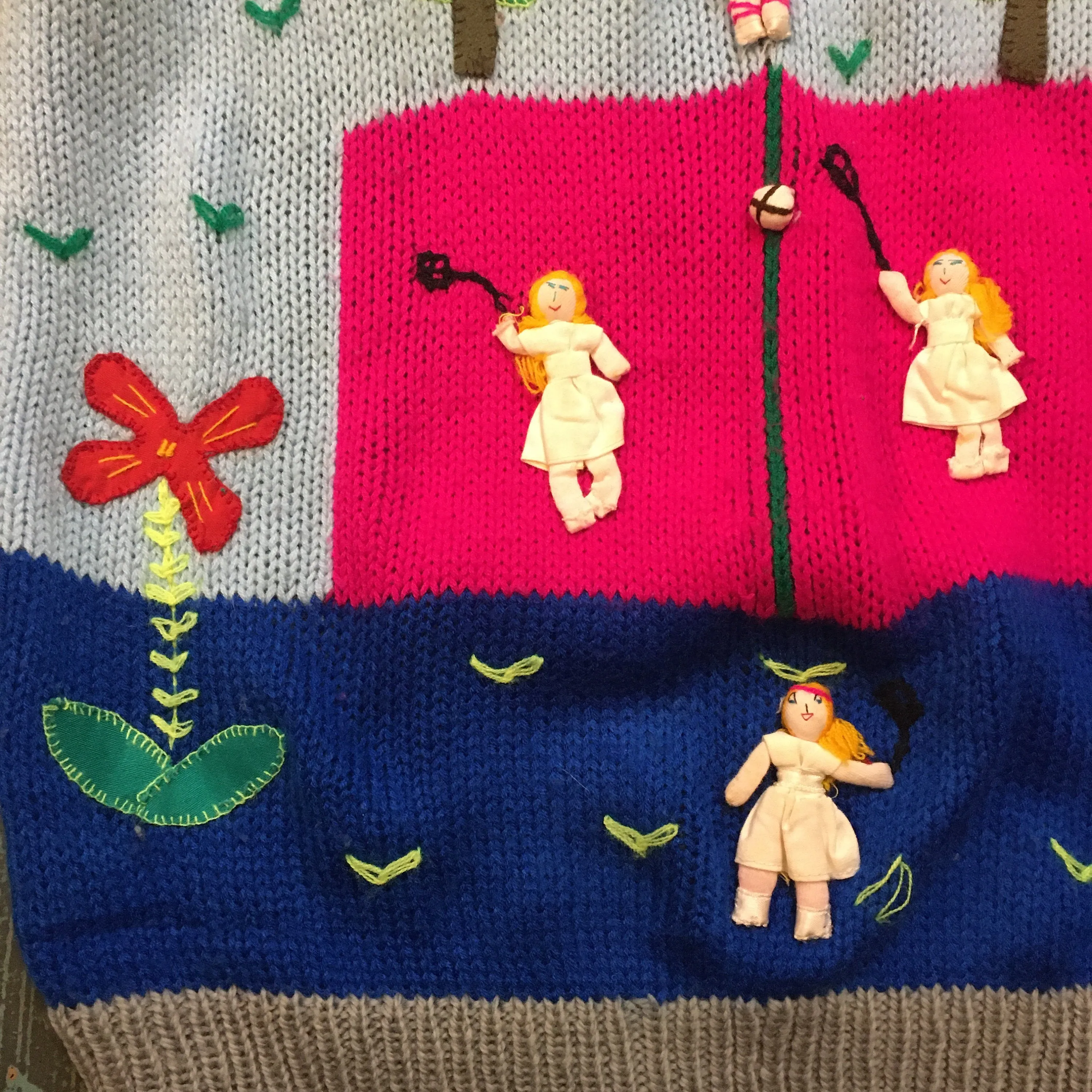 Vintage Peruvian Folk Art wool blend pullover Crew Neck sweater jumper // Size Medium