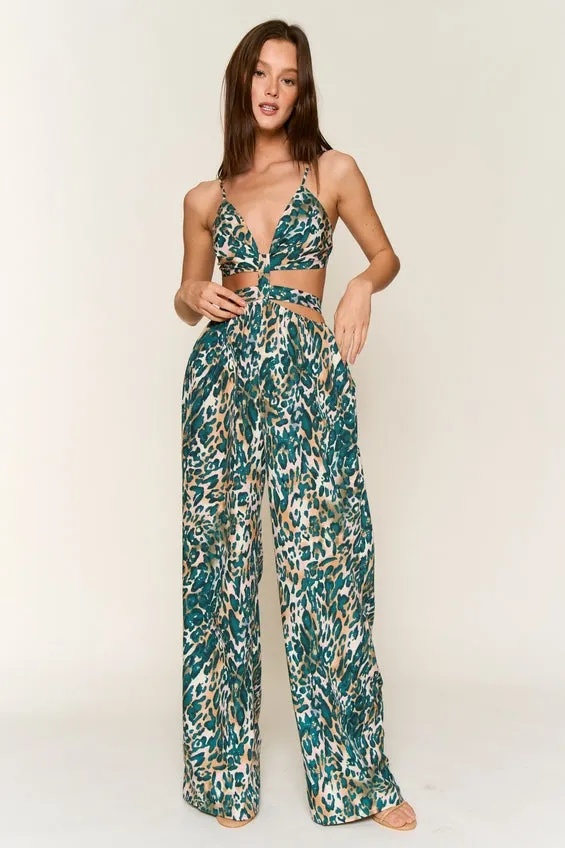 Women's Hers & Mine Spaghetti Strap Tie Back Jumpsuit