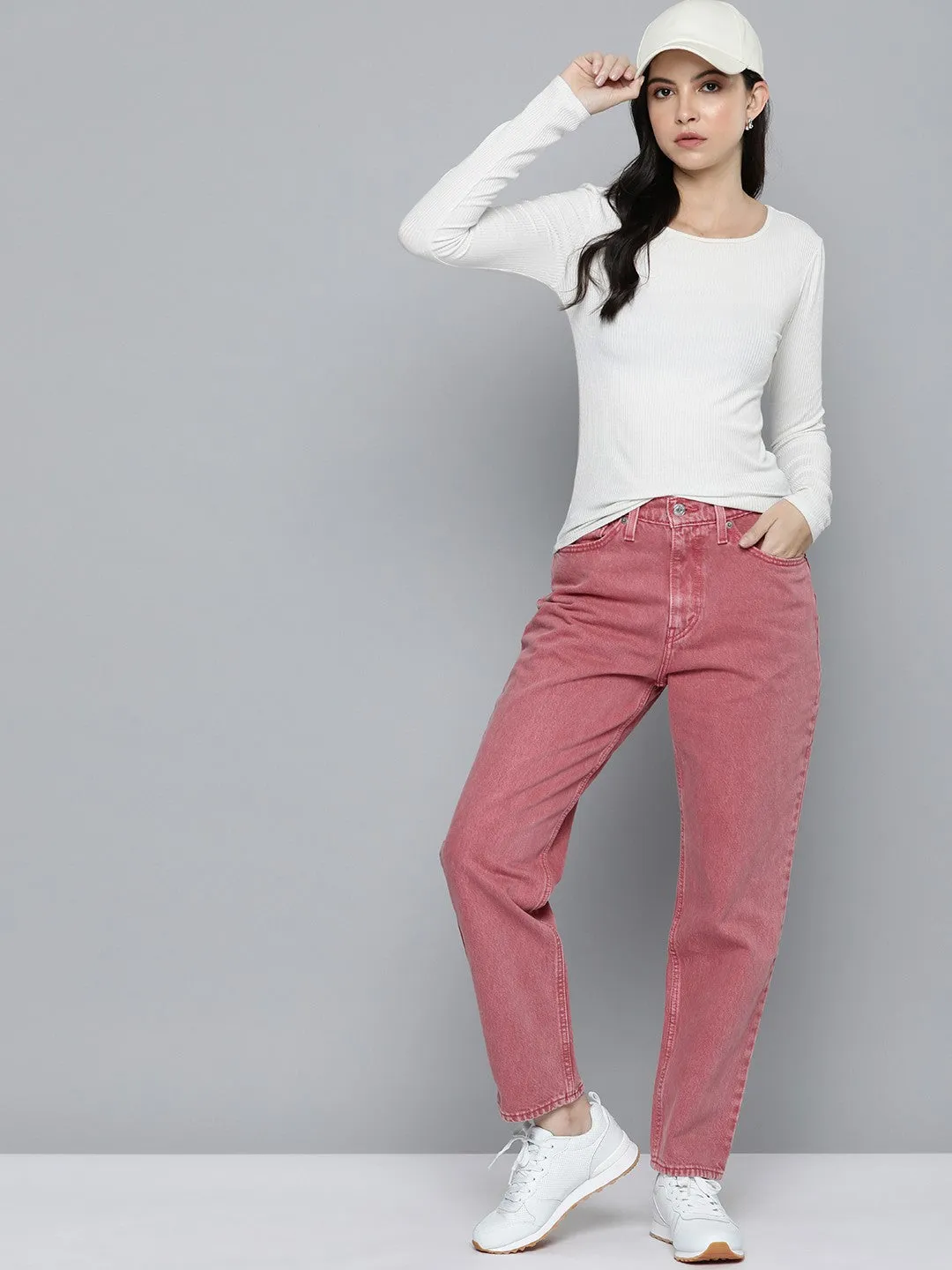 Women's High Rise 80S Mom Loose Tapered Fit Jeans
