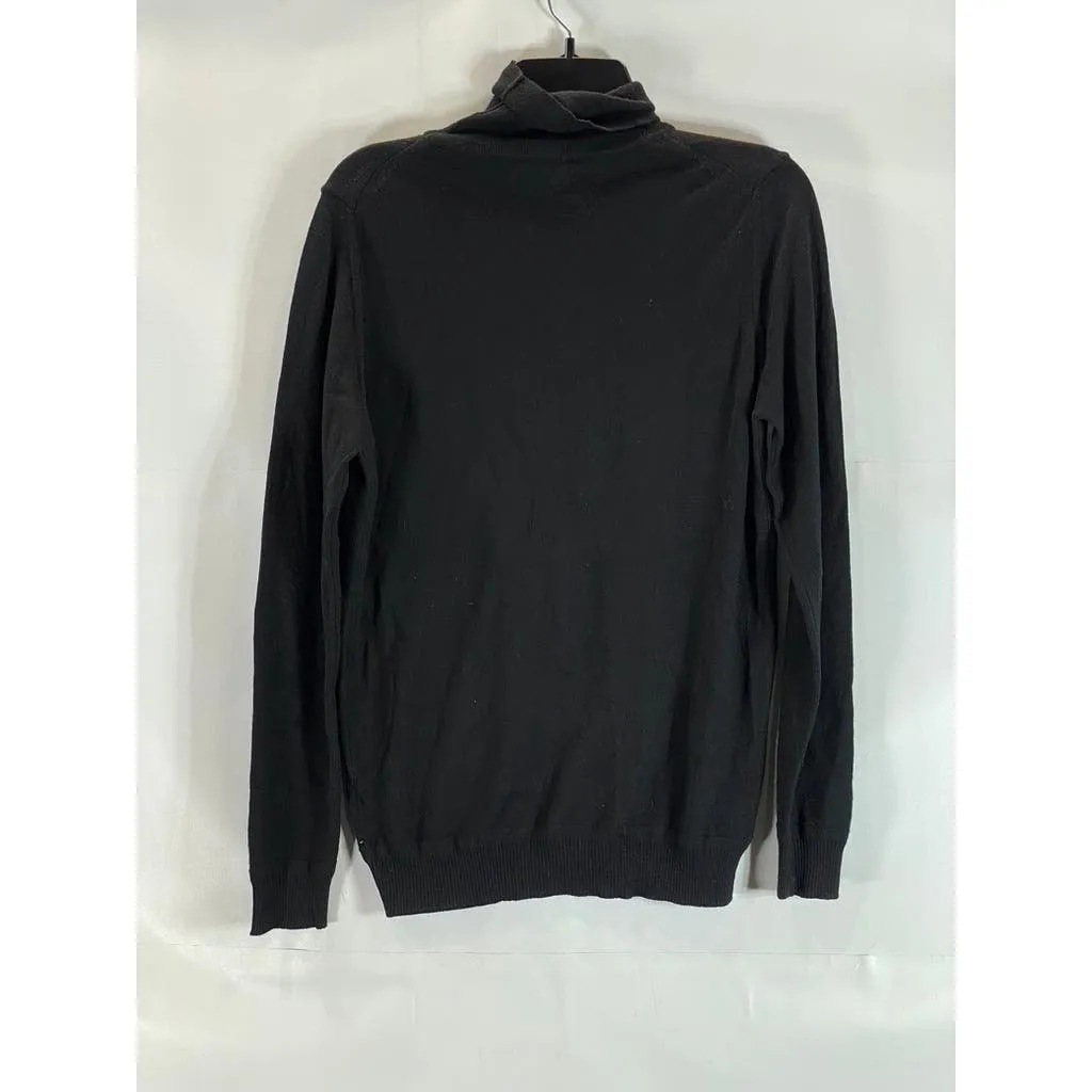 ZARA Men's Solid Black Knit Basic Regular-Ft Turtleneck Pullover Sweater SZ M